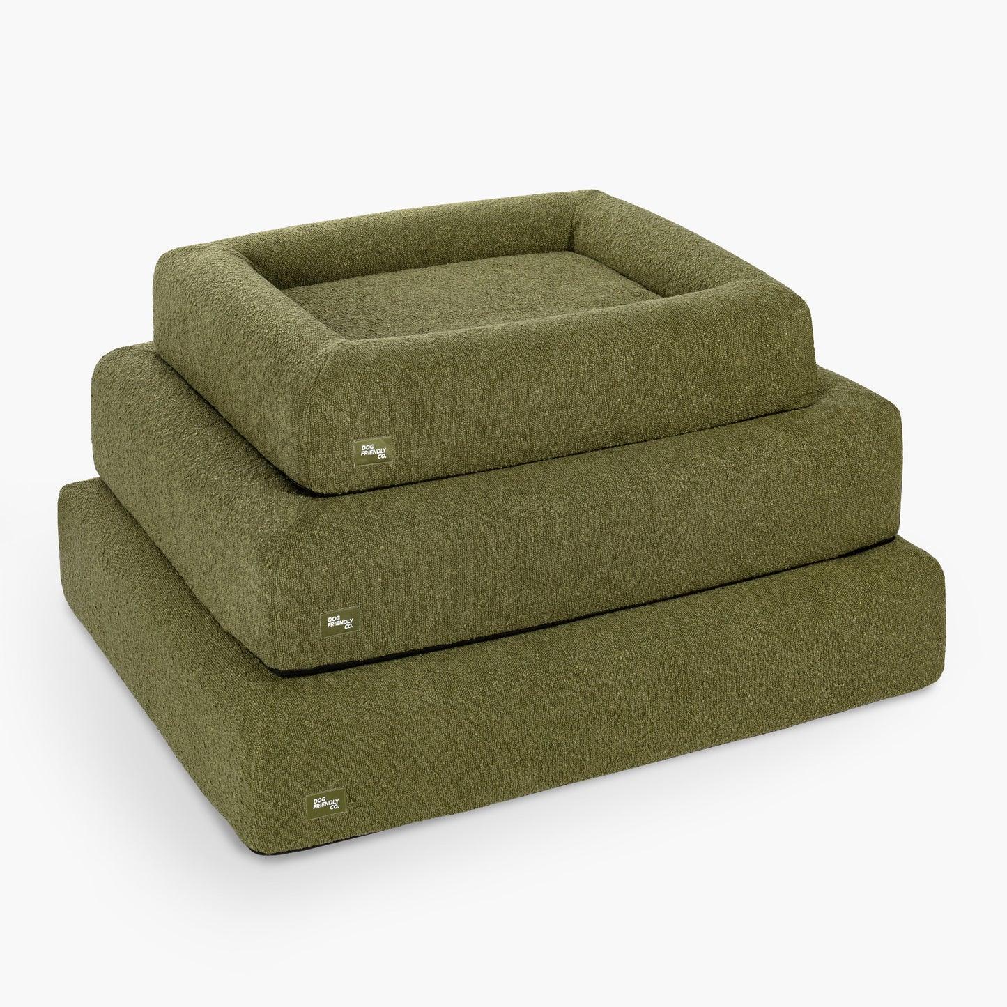 Premium Orthopedic Memory Foam Dog Bed - Green Bouclé (Large)